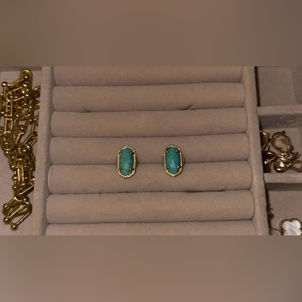 Kendra Scott Gold and Turquoise Stud Earrings